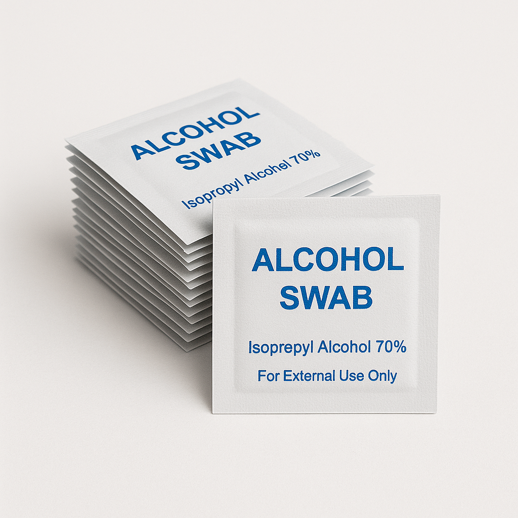 Finished alcohol prep pads produced on the machine