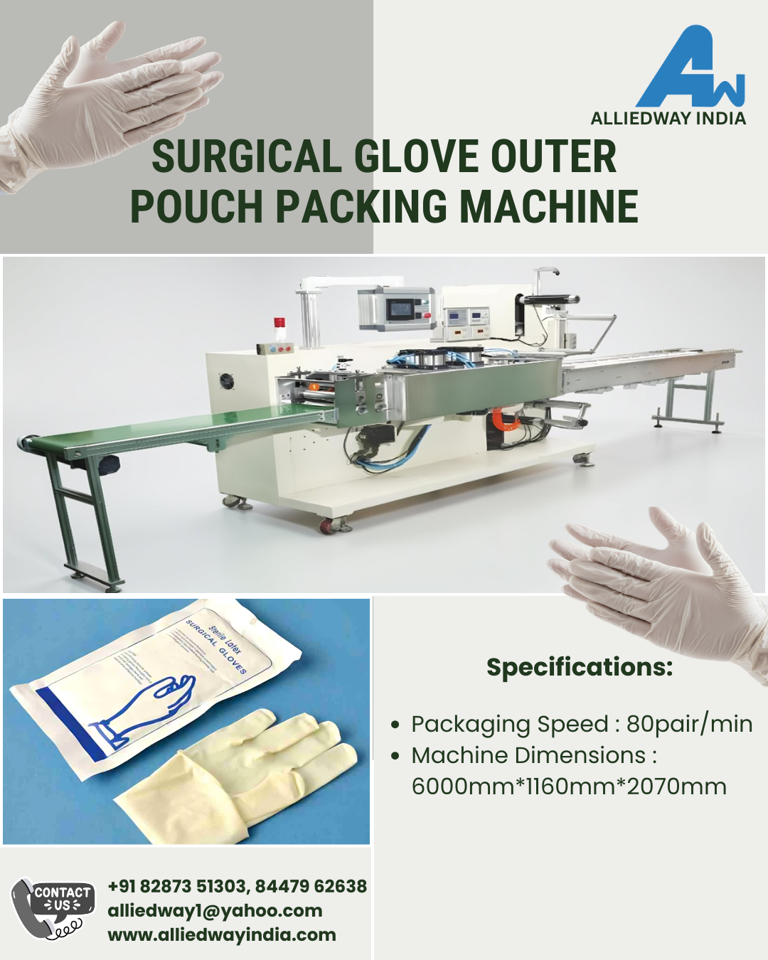 Surgical glove outer pouch packing machine catalogue