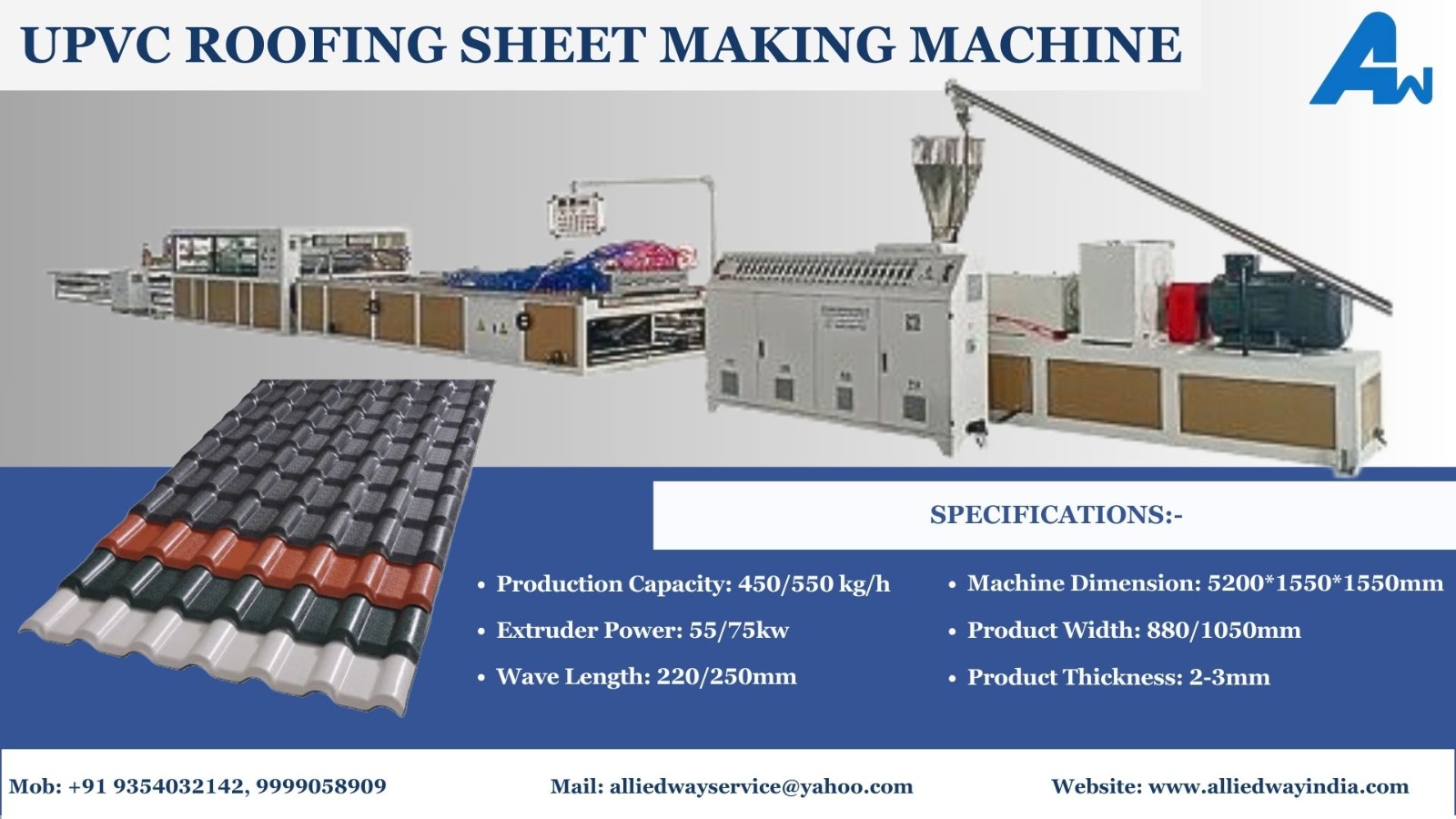 UPVC Roof Sheet Making Machine
